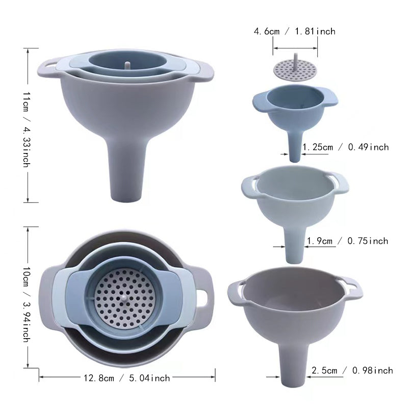 Kitchen Funnels w/ Detachable Strainer Filter
