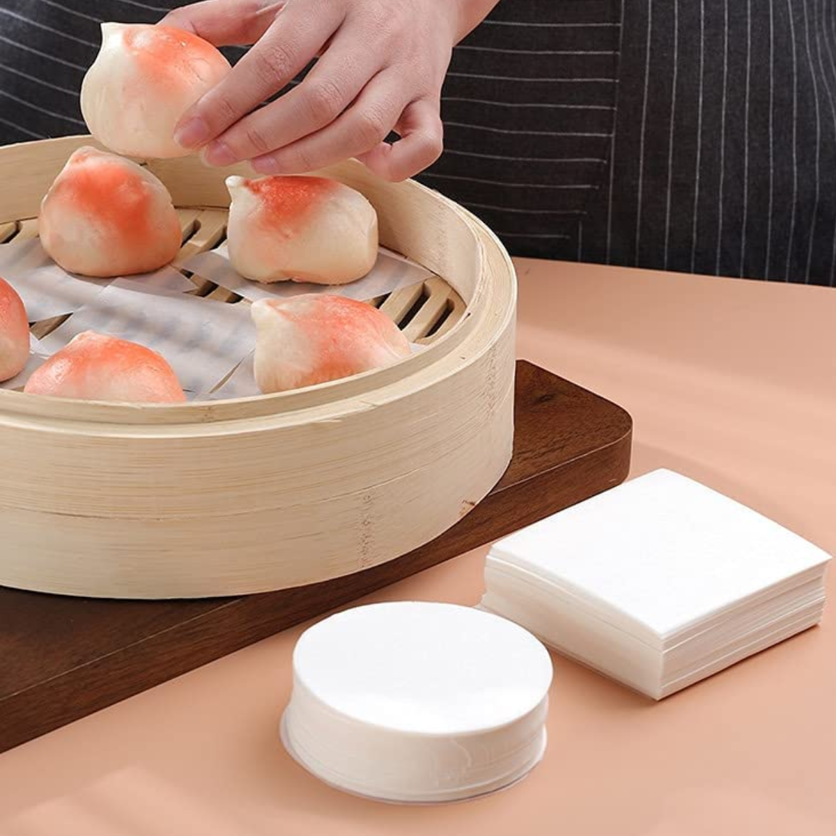 Round and Square Liners for Buns, Dumplings, and Other Dim Sum (500pieces+500 pieces)