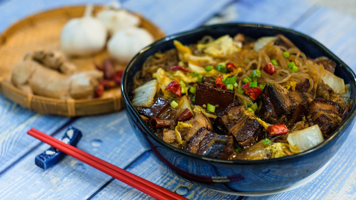 Braised Pork Belly w/ Vermicelli Noodles & Napa Cabbage