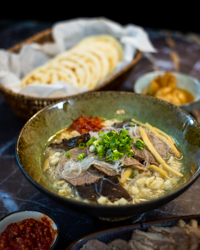 Crumbled Flatbread in Mutton Soup