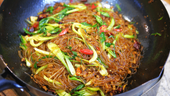 Bok Choy Stir Fry Vermicelli Noodles with Minced Pork