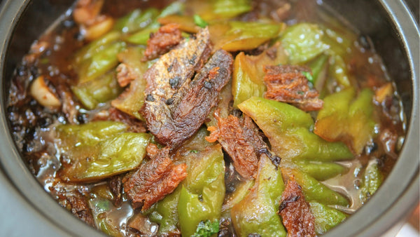 Bitter Melon Casserole with Fried Dace in Black Bean Sauce