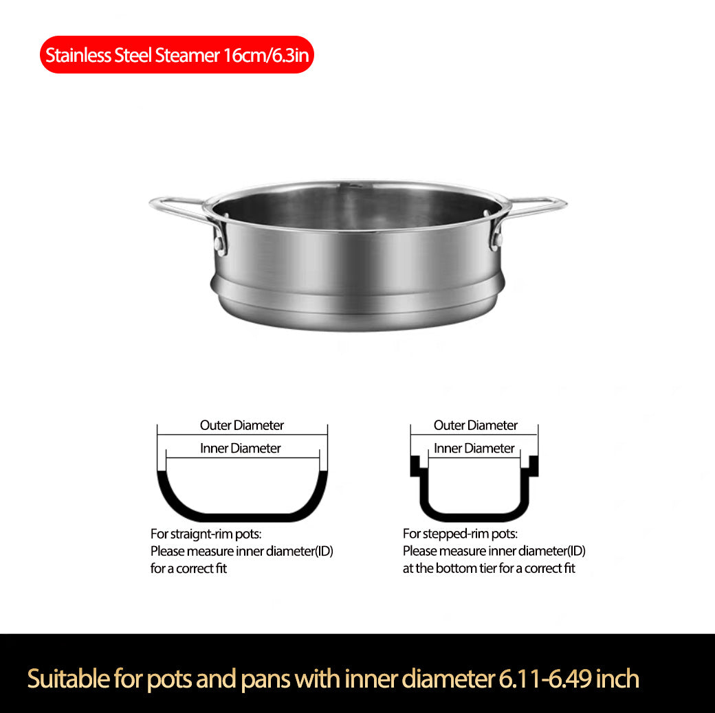 Stainless Steel Steamer Stackable Steamer with Handle, Silver