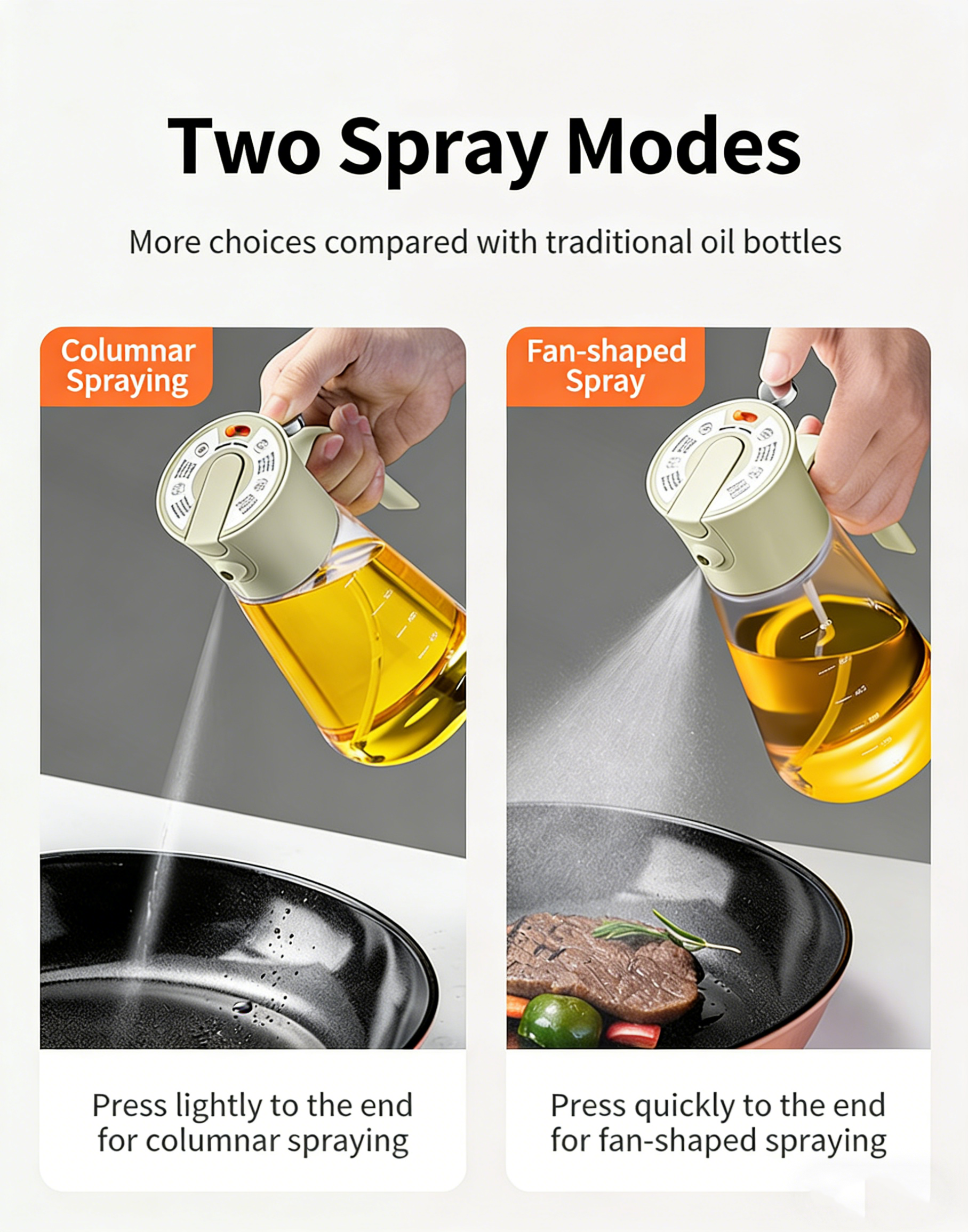 Glass Oil Sprayer for Cooking 700ml/23.7oz, Kitchen Gadget for Air Fryer, BBQ, Salad & Pan Frying（Cold Smoke Gray）