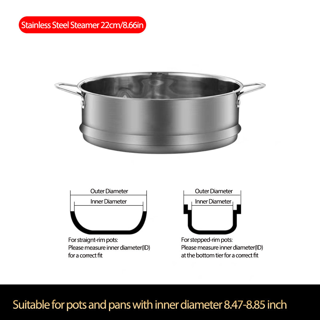 Stainless Steel Steamer Stackable Steamer with Handle, Silver