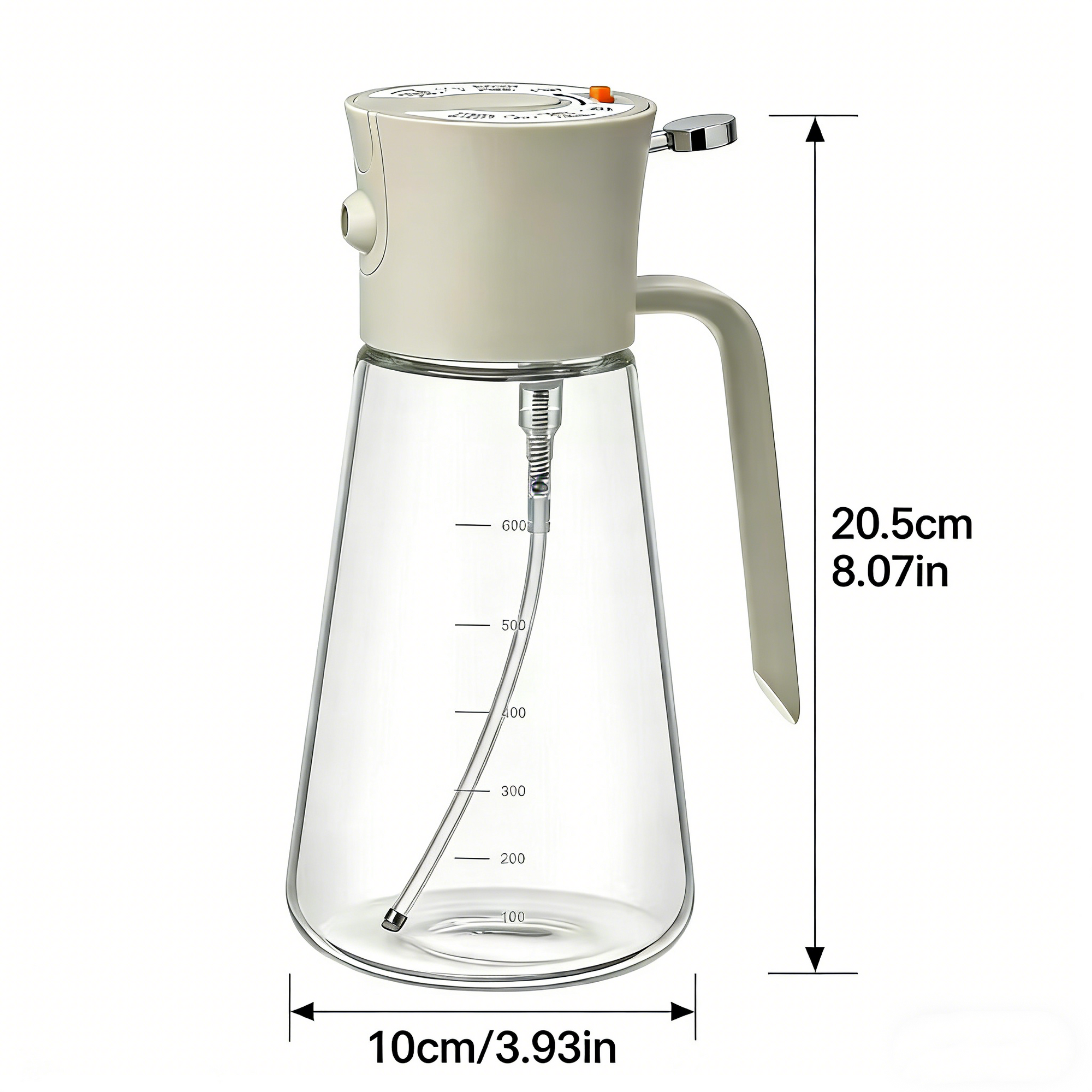 Glass Oil Sprayer for Cooking 700ml/23.7oz, Kitchen Gadget for Air Fryer, BBQ, Salad & Pan Frying（Cold Smoke Gray）