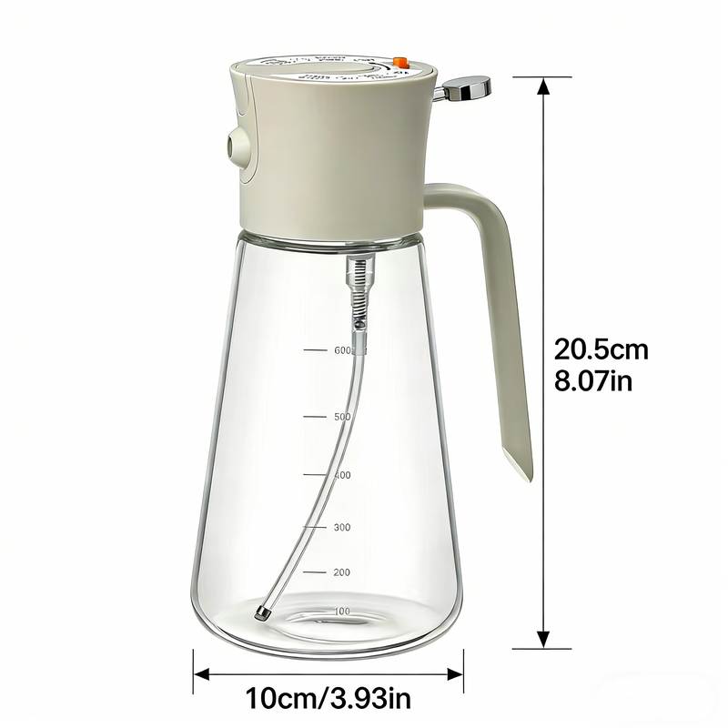 Glass Oil Sprayer for Cooking 700ml/23.7oz, Kitchen Gadget for Air Fryer, BBQ, Salad & Pan Frying（Cold Smoke Gray）