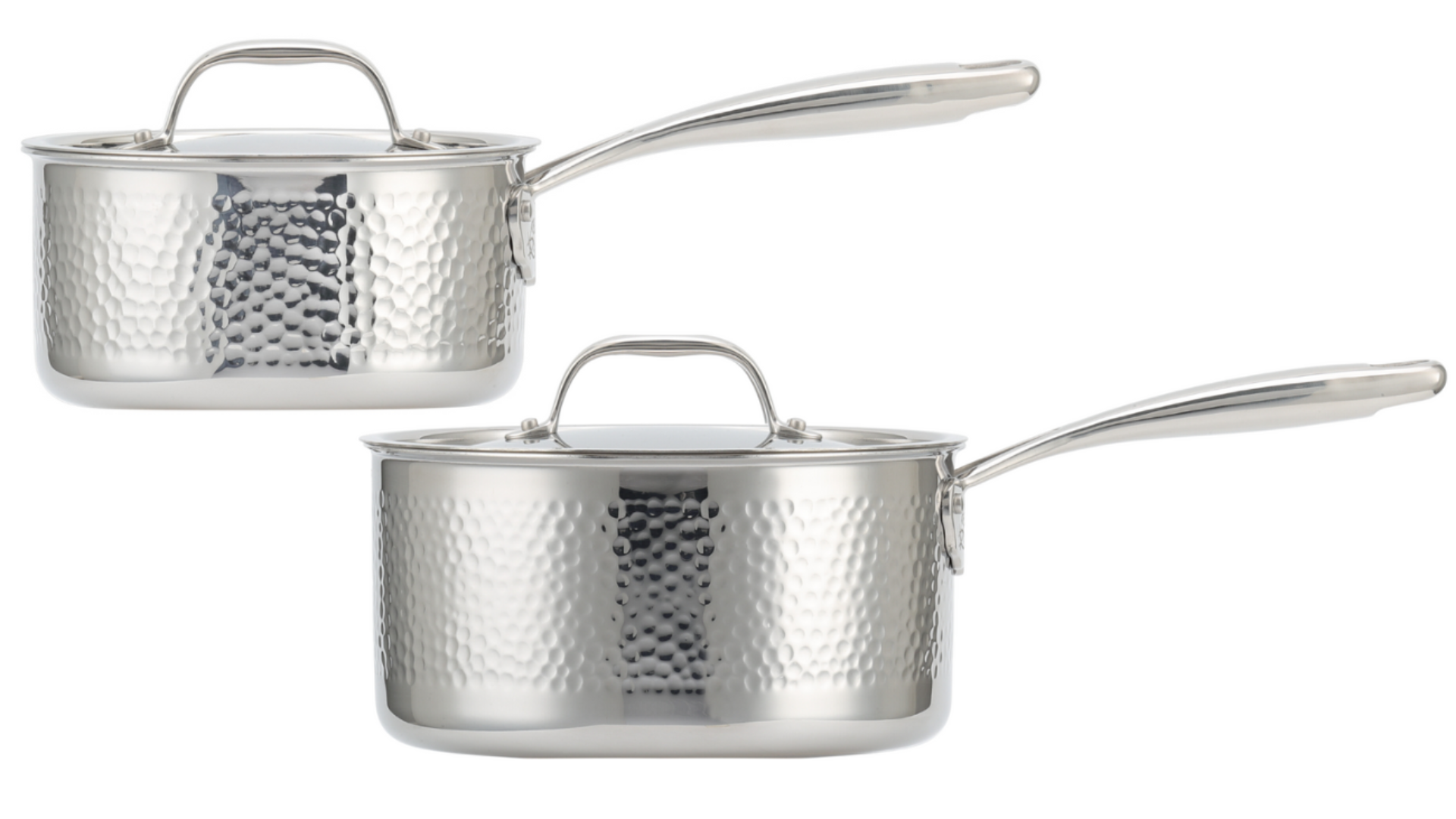 6-Piece Polished Stainless Steel Cookware Set with Lids 1.9QT, 2.7QT, 3.6QT