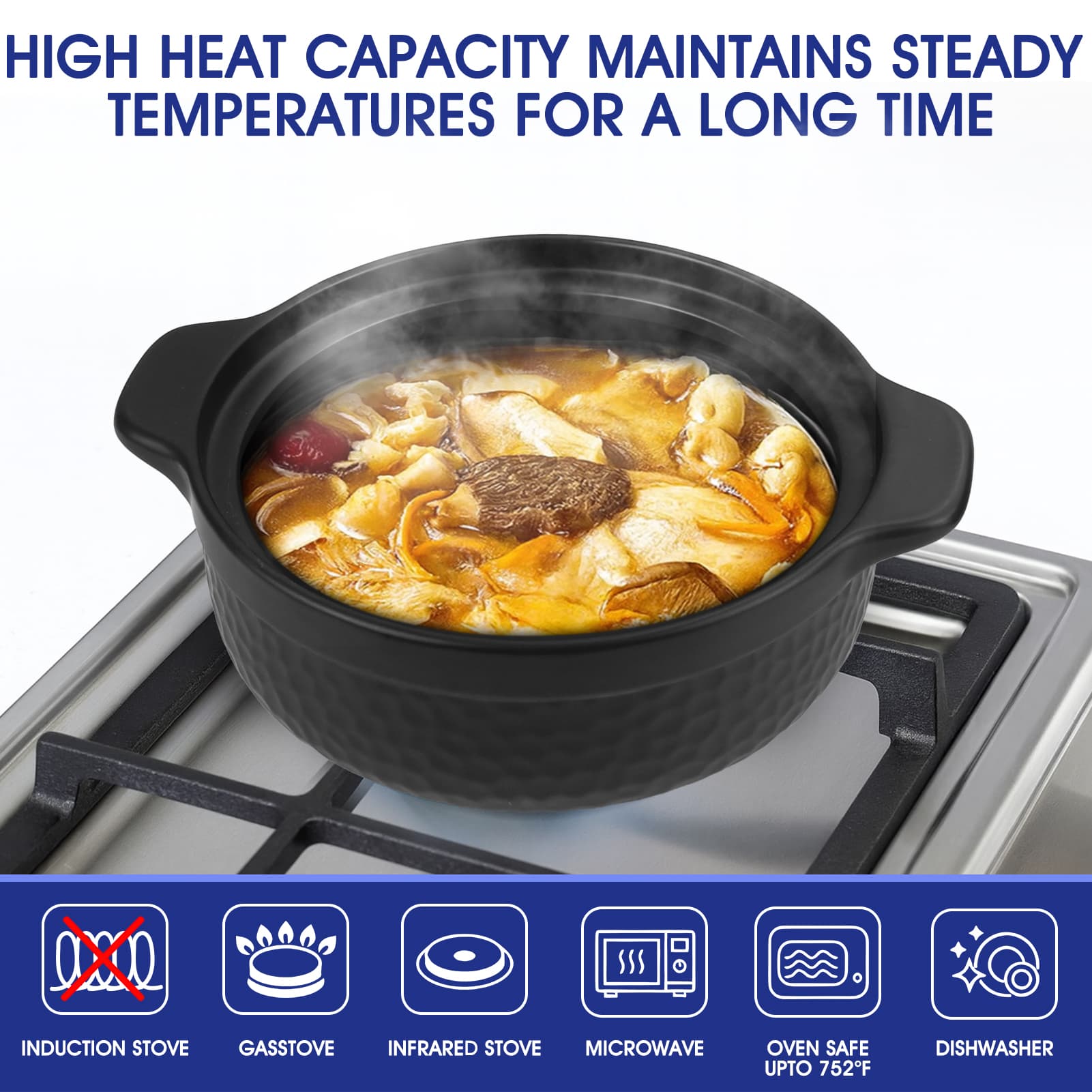 Heavy Duty Claypot - Replaces both a dutch oven and stock pot (2.2 Quart)