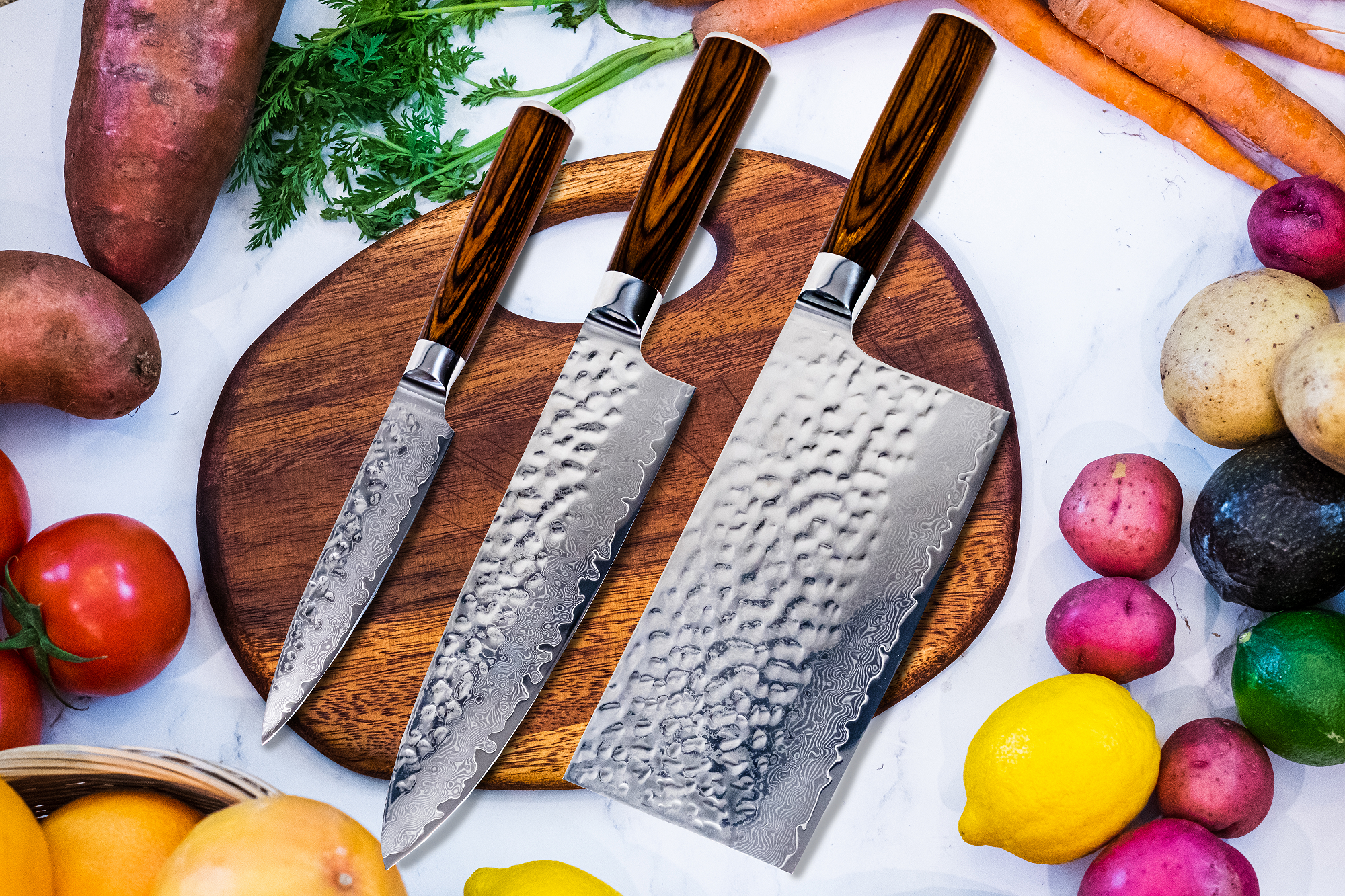 ZLINE 3-Piece Professional Damascus Steel Kitchen Knife Set KSETT-JD-3