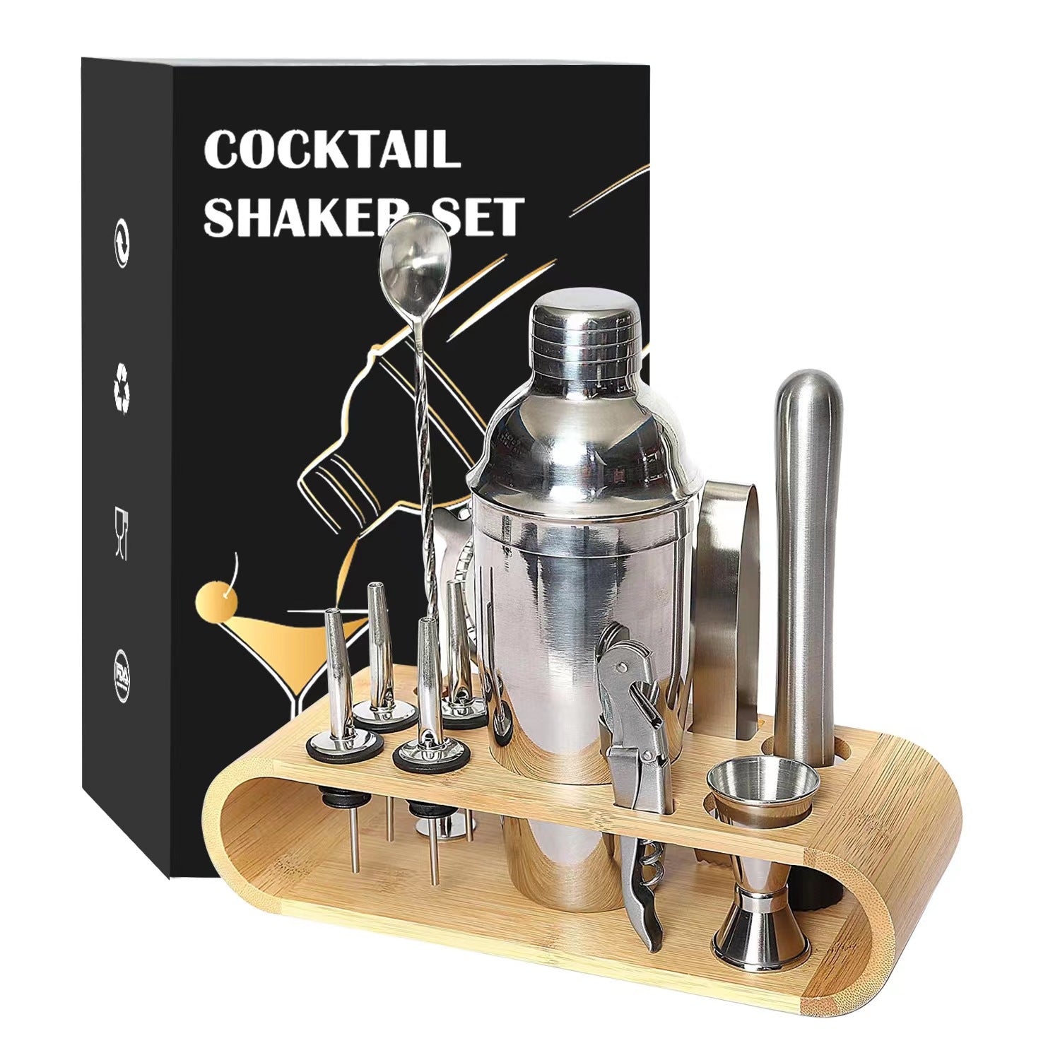 Bartender Kit with Bamboo Stand