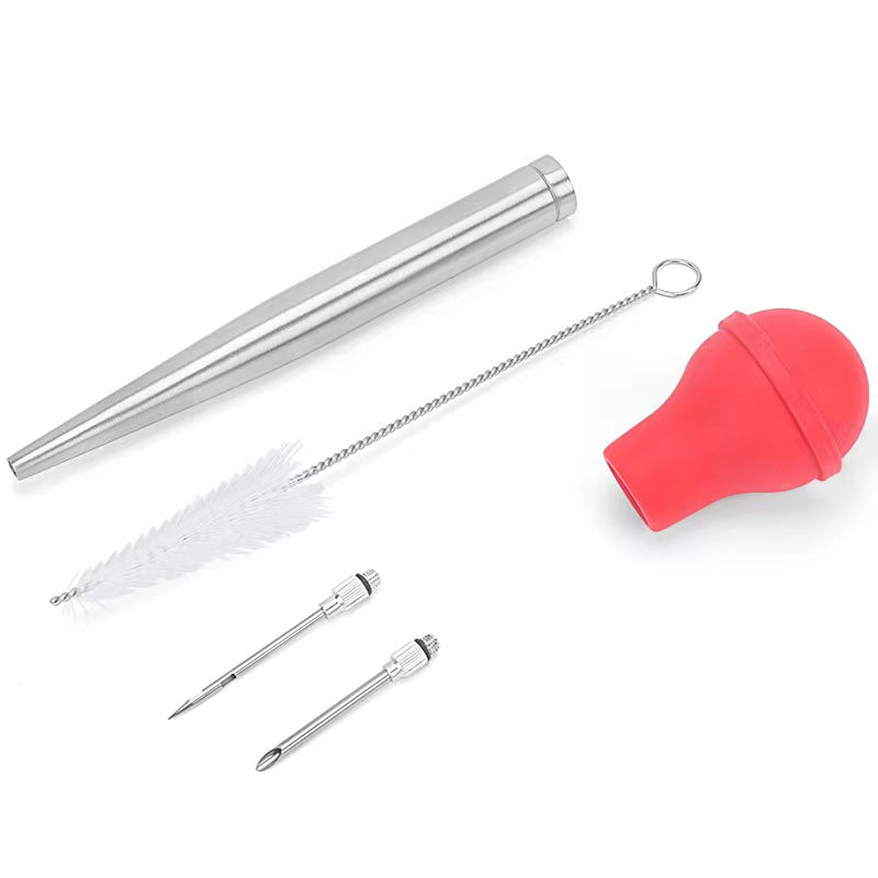 Basting Injection Meat Baster Stainless Steel Turkey Baster & Barbecue Basting Brush With ...