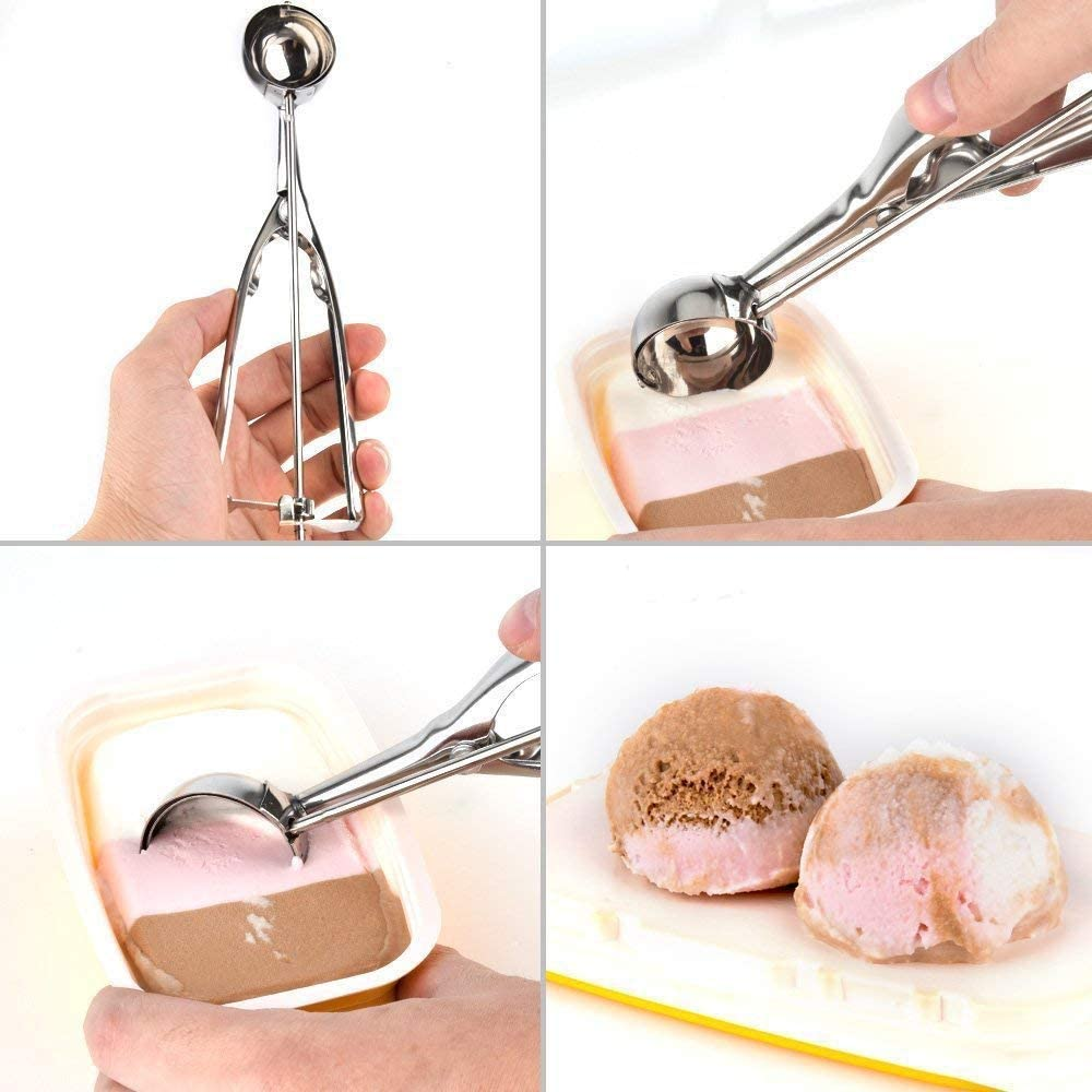 Ice Cream Scoop, Cookie Scoop Set, Stainless Steel Ice Cream Scooper with  Trigger Release, Large/Medium/Small Cookie Scooper for Baking(S) 