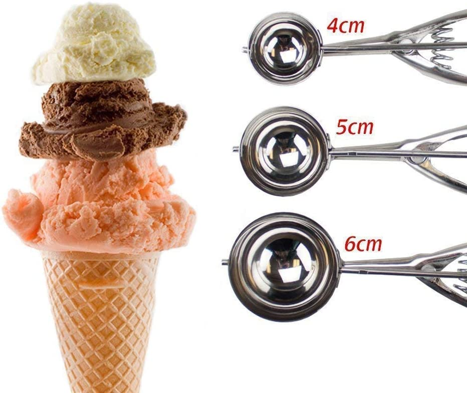 3 Pcs Ice Cream Scoop,Cookie Scoop Set, Scoop Ice Cream Muffin Scoop Large  Medium Small Ice Cream Scoopers 