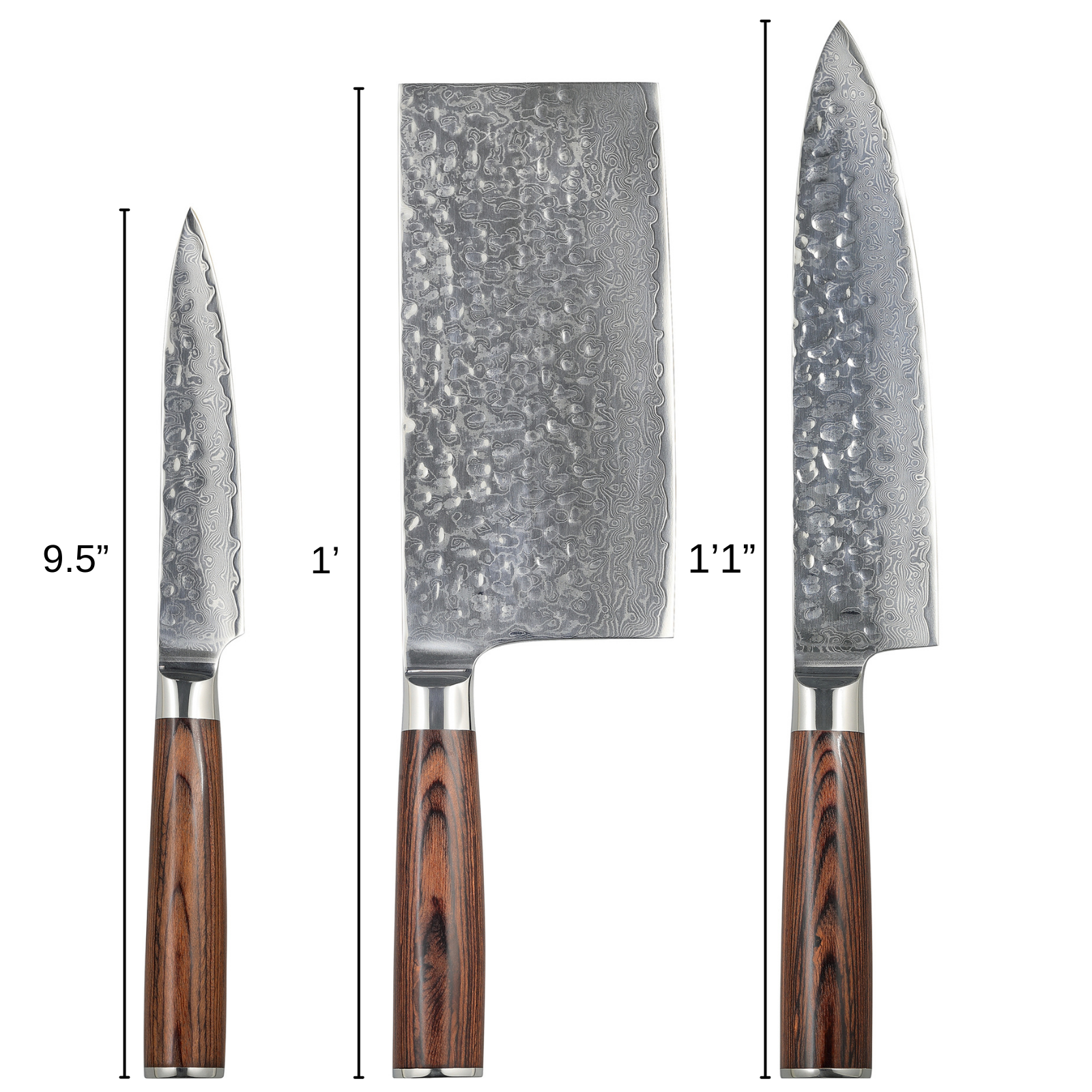 3 Piece Damascus Kitchen Knife Set