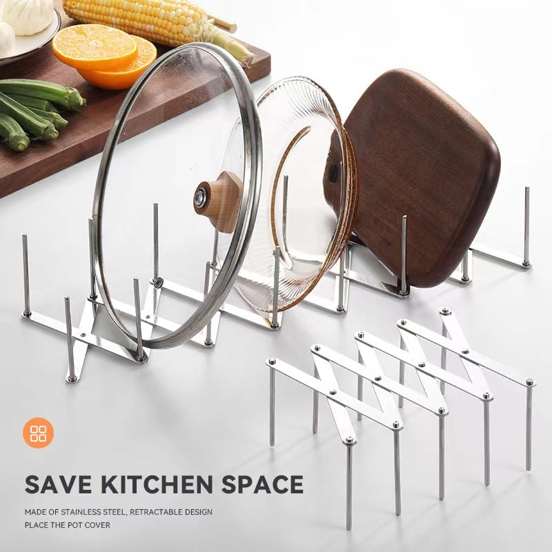 SIMPLEMADE Kitchen Dish Rack Organizer - 2 Wire Metal Cabinet Organizers  and Storage Rack for Plates, Dishes, Pots, Pot Lids, Pan Lids, Container  Lids