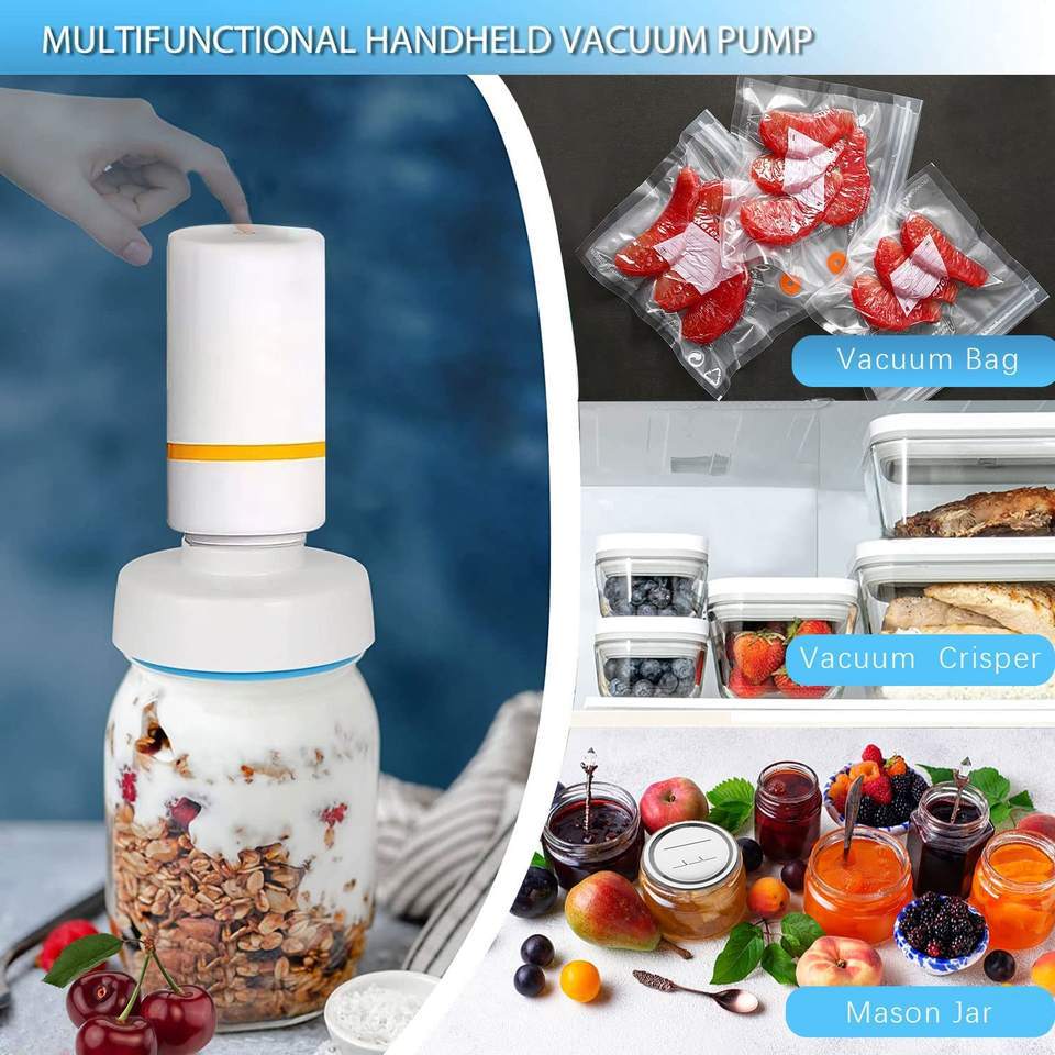 Mason Jar Vacuum Sealer Kit - Suitable for Regular & Wide Mouth