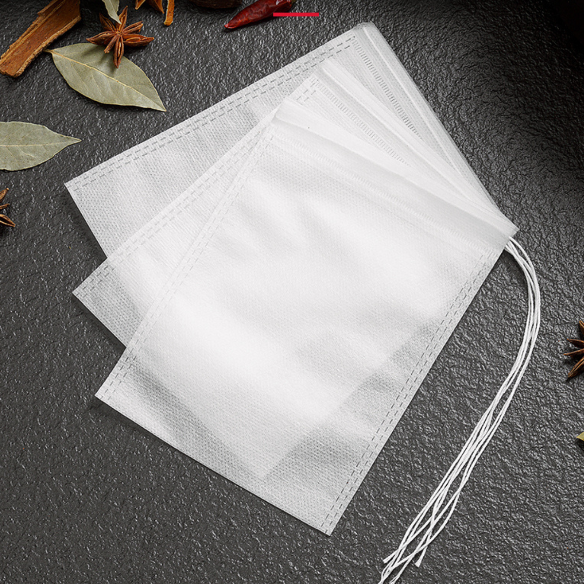Disposable Drawstring Filter Bags for Spices, Herbs, Tea, Coffee, and Cooking (100 Count)