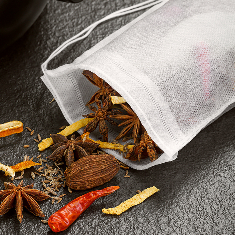 Disposable Drawstring Filter Bags for Spices, Herbs, Tea, Coffee, and Cooking (100 Count)
