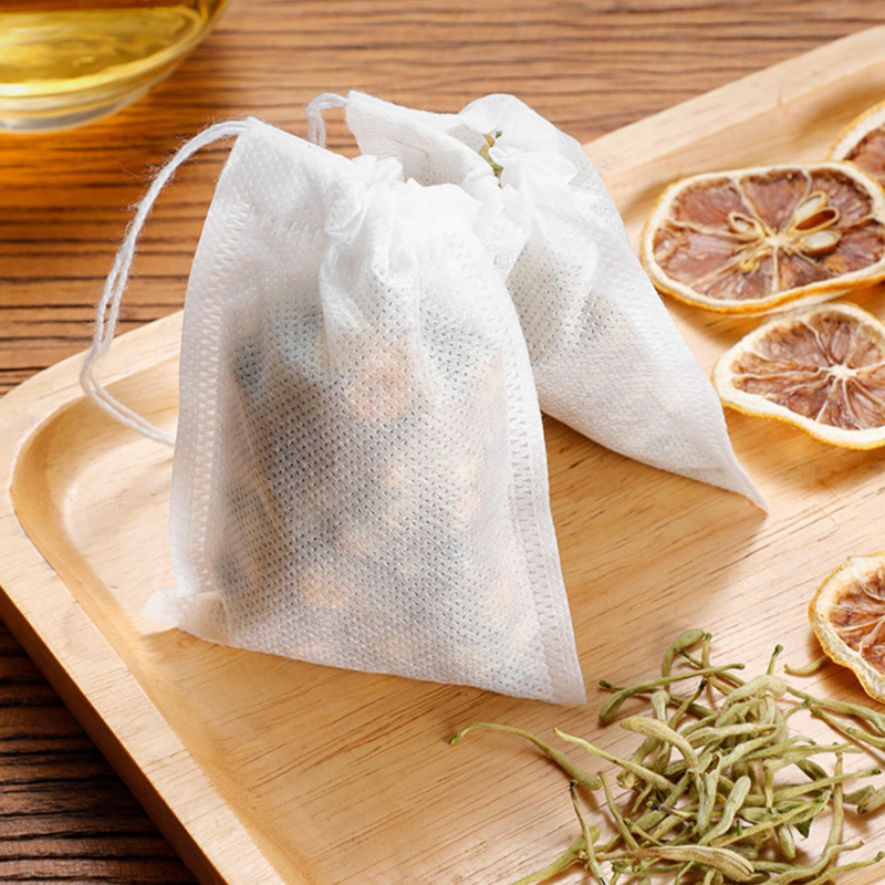 Disposable Drawstring Filter Bags for Spices, Herbs, Tea, Coffee, and Cooking (100 Count)