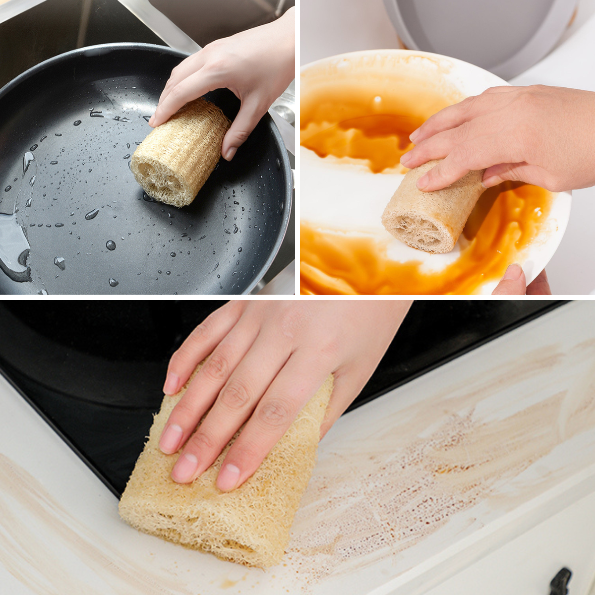 Reusable Kitchen Scrubber, Loofah Gourd/ Burlap /Terry Cloth, Zero Waste  Sponge
