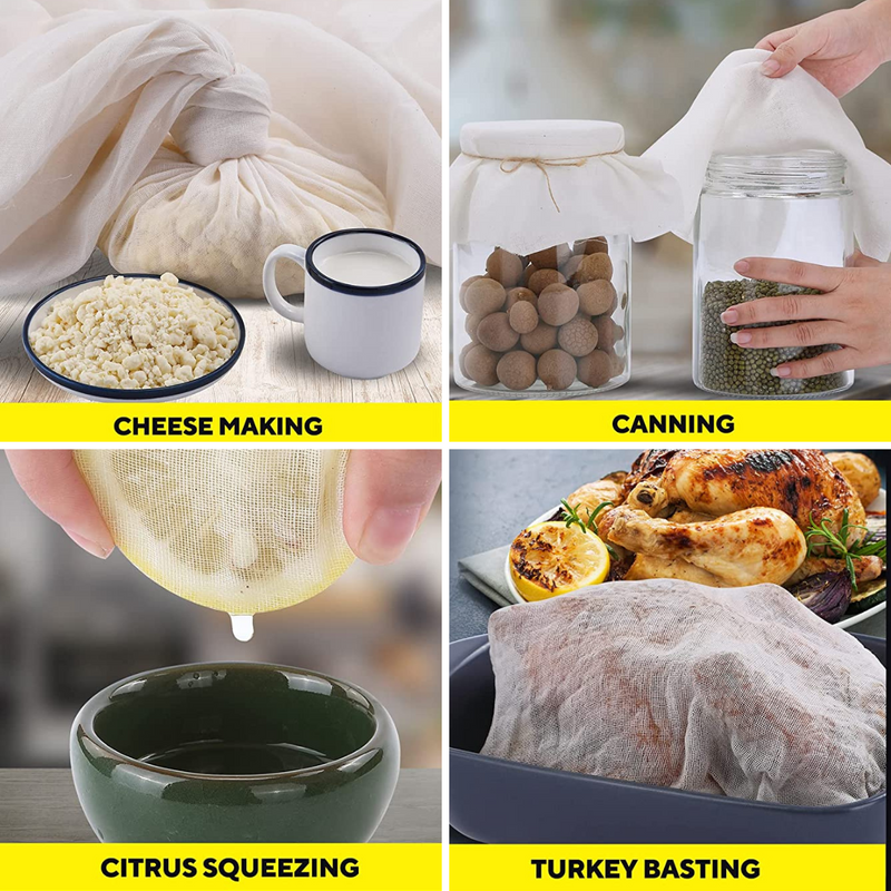 Large Reusable Grade 90 Cotton Cheesecloth for Cooking (8 PC)